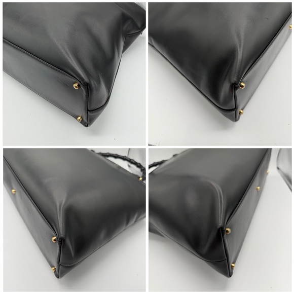 Gucci Vintage Bamboo Top Handle Black Leather Bag w/ unbranded Strap + COA - Picture 7 of 16